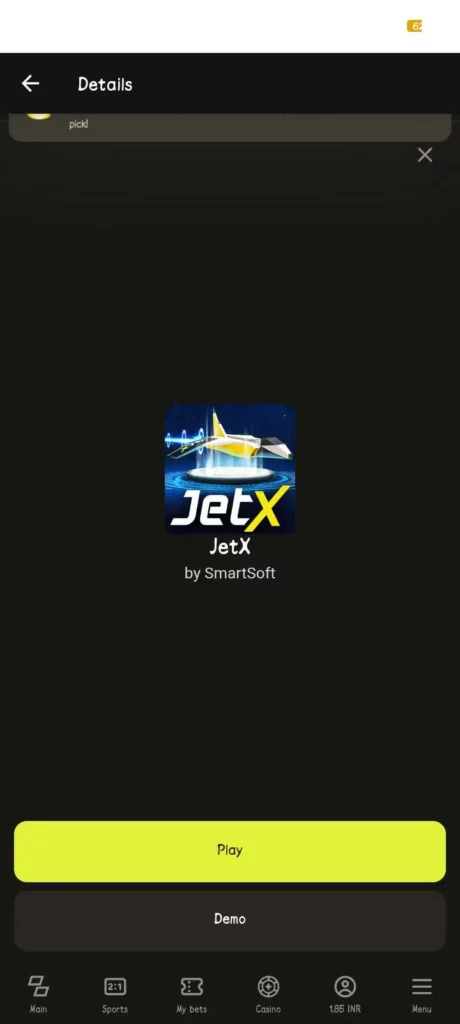 JetX on Parimatch App
