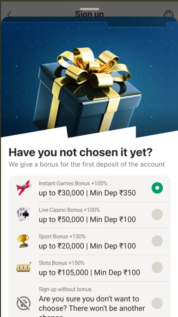 Parimatch Welcome bonus