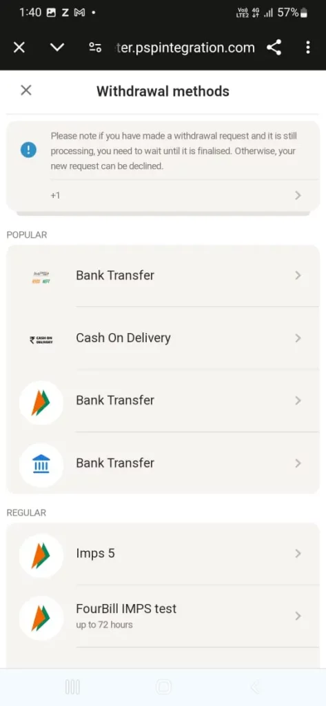 withdrawal method
