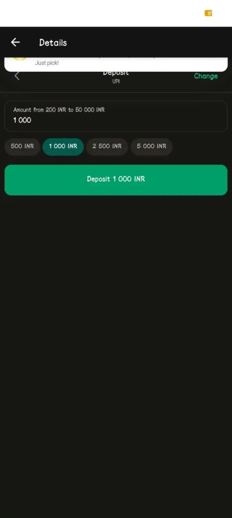 Deposit on Parimatch