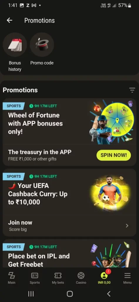 Promotions on Parimatch