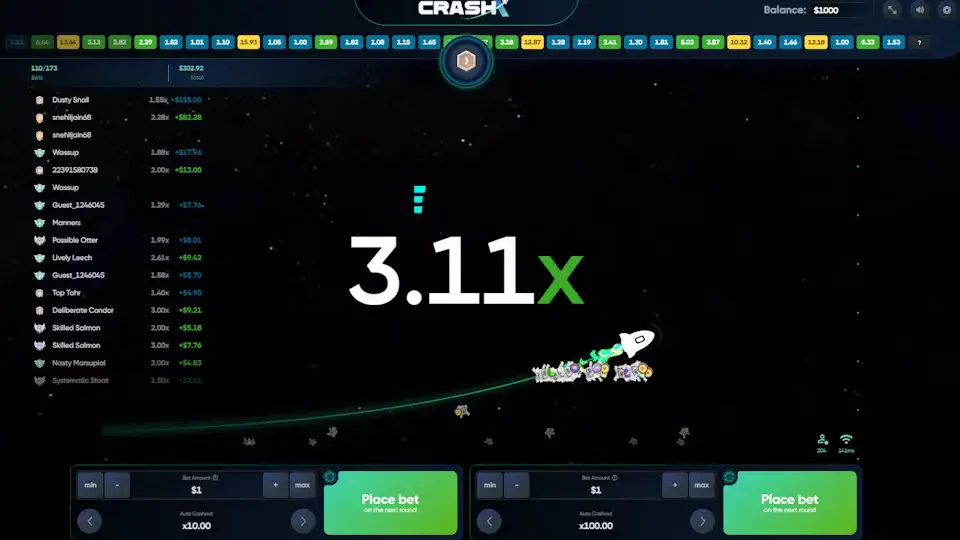 Betting at Crash X Game