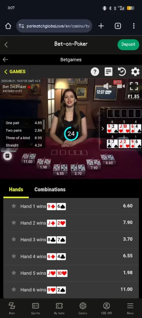Parimatch's Game Betting