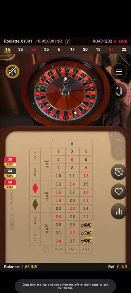 Parimatch's Roulette Game