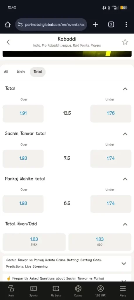 Kabaddi betting