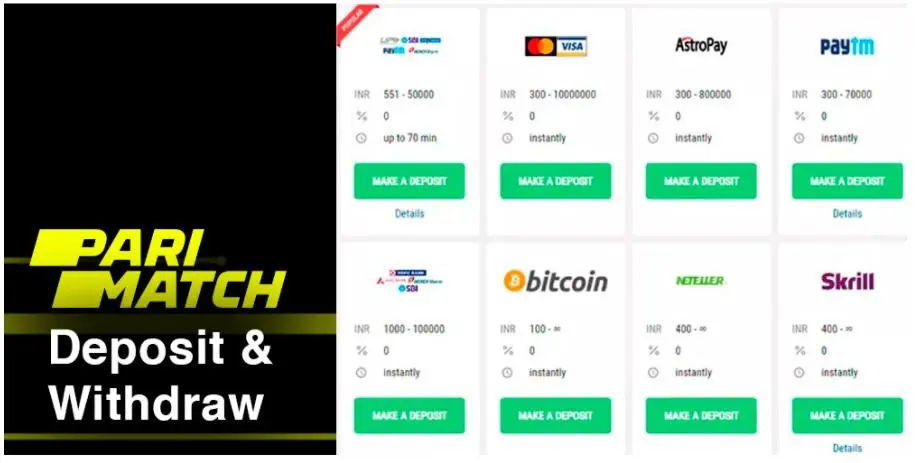 Parimatch Withdrawal Options