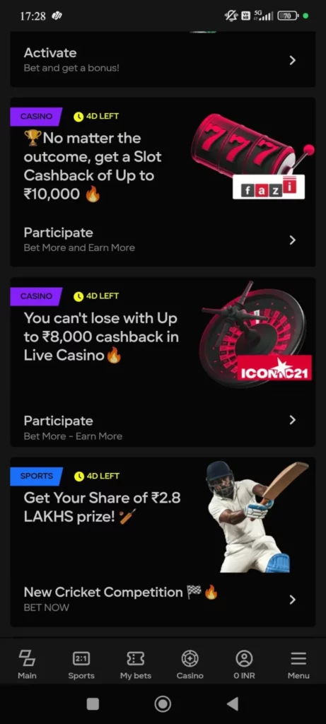 Bonuses at Parimatch