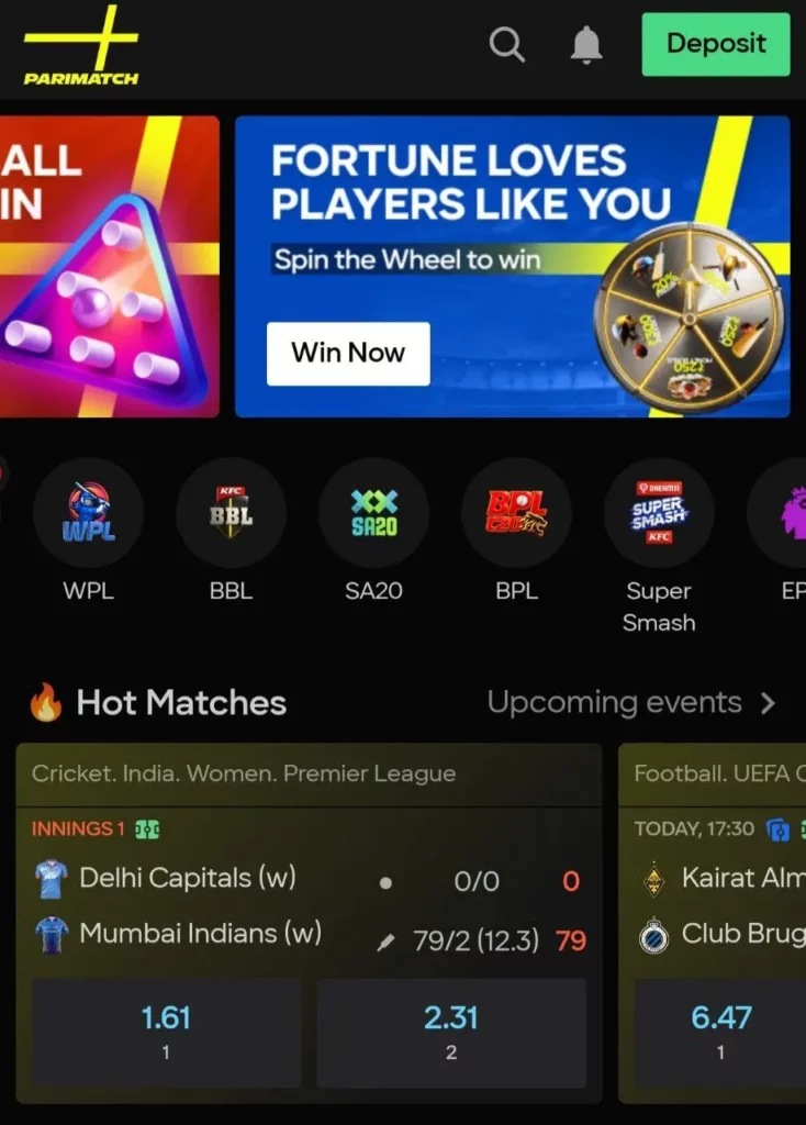 Parimatch Sports Betting options