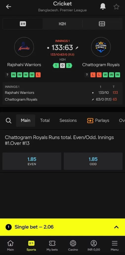 Cricket Live Betting Parimatch